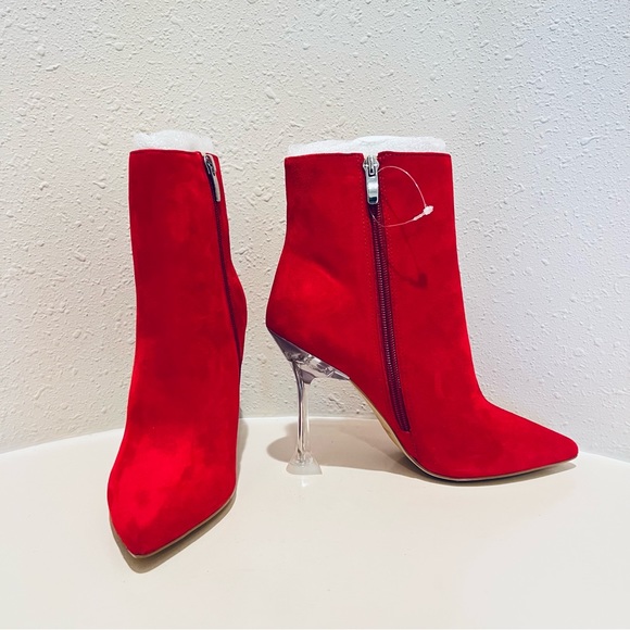Nine West Tonight Red Suede Pointed Toe Heel Booties Size 7 NEW - Picture 7 of 12